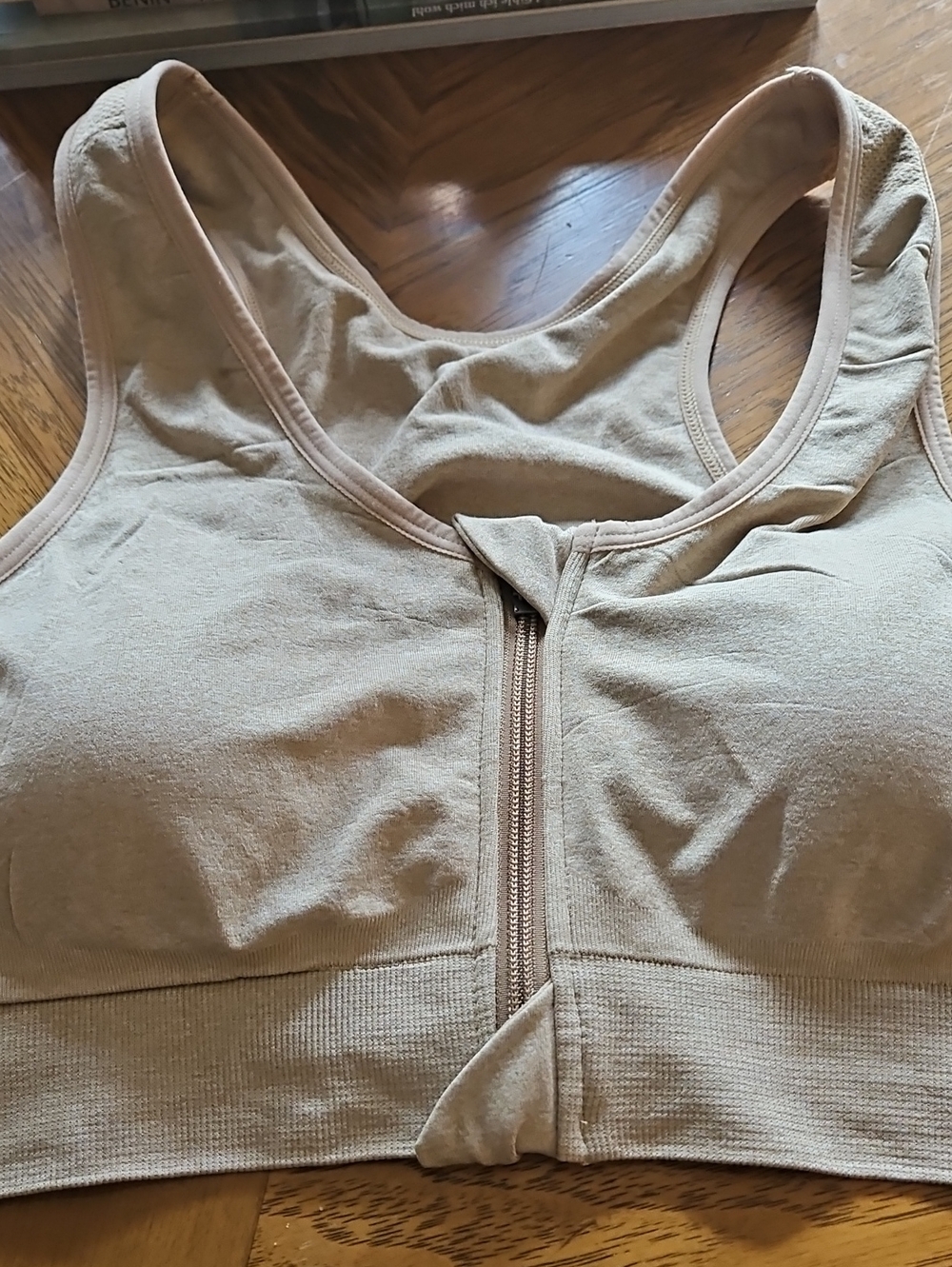Coobie Front-Zip Women's Mastectomy-Friendly Sports Bra - Beige Size M